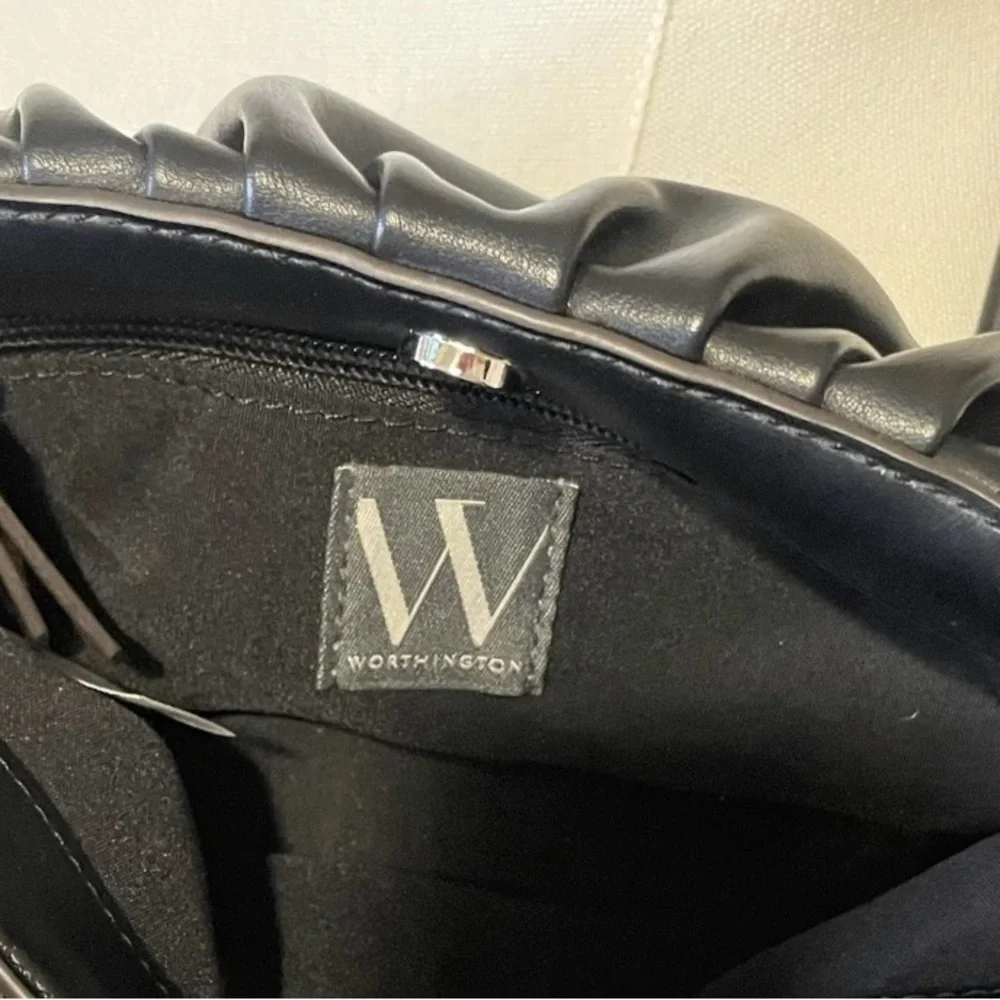 Worthington Cassie Black Small Crossbody Bag WithA Sleek Ruched Style. New W/Tag